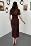 Brown Single Buckle Cape Dress - 5