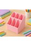 6-Compartment Mini Pink Desktop Pen Holder and Stationery Organizer – Multi-Purpose Organizer - 2