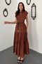 Brown ruffled buttoned dress