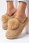Women's Fluffy Plush House Slippers with Large Pompoms, Closed Toe, Warm, Soft Soled Winter Slippers - 2