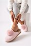 Women's Fluffy Plush House Slippers with Large Pompoms, Closed Toe, Warm, Soft Soled Winter Slippers - 3