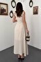 Beige Dress with Bow on the Shoulders - 5