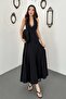 Black Lace Detailed Tie-Up Dress