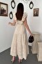 Beige Ruffled Buttoned Dress - 5