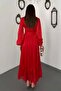 Red Waist Shirred Dress - 5