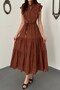 Brown ruffled buttoned dress - 4