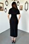 Black Single Buckle Cape Dress - 5