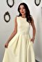 Light yellow halter neck flared dress - 3