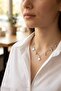 Brass Silver Color Zircon Stone Clover Model Women's Necklace - 2