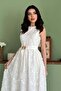 White 3D Embroidery Detailed Dress - 3