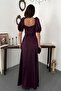 Plum Satin Slit Dress - 5