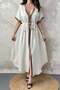 Beige Garni Piping Dress - 4