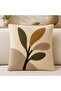 Beige Brown Bohemian Abstract Botanical Patterned 3D Embroidery-Looking Digital Printed Throw Pillow Cover– (Double Sided) - 4