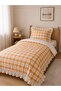 Single Duvet Cover Set Cotton Gingham Heart Ornamental Overlocked Ruffled - 2