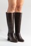 Gale Women's Bitter Brown Crocodile Flexible Zippered Heeled Boots - 4