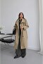 Khaki Checkered Oversize Trench Coat - 3