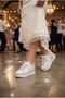 Elisa Women's White Special Design Stoned Wedding Dress Evening Dress Sports Shoes Bride Slippers and Pearl Crown Gift - 5
