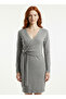 Women's Gray Double Breasted Knitwear Dress