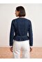 65395 100% Cotton Crew Neck Denim Jacket-Navy Blue - 4