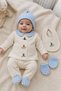 Premium Rabbit Embroidered Plaid Detailed Newborn 5-Piece Hospital-Issued Baby Set, 100% Cotton - 4
