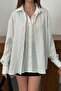 White Striped Garnished Shirt - 4