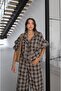Brown Plaid Patterned Jacket and Trousers Set - 2