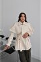 Cream Color Cape Belted Trench Coat - 2