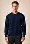 Lines Regular Fit Winter Sweatshirt Navy Blue - 3