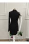 Women's Long Sleeve Turtleneck Open Chest One Shoulder Open Mini Diver Dress - 6