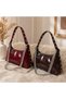 Burgundy Chain Detailed Women's Shoulder Bag – Stylish Baguette Bag with Shiny Stud Strap - 5