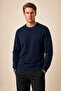 Lines Regular Fit Winter Sweatshirt Navy Blue