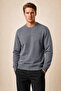 Lines Regular Fit Winter Sweatshirt Smoked