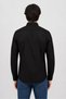 Men Slim Fit Embroidered Logo Long Sleeve Casual Shirt, Black - 4