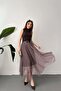 Brown Plaid Pattern Tulle Skirt - 2