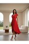 Women's Short Sleeve Double Breasted Collared Belted Waist Midi Aerobin Dress - 4