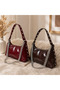 Bitter Brown Chain Detailed Women's Shoulder Bag – Stylish Baguette Bag with Shiny Nailed Strap - 5