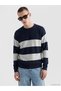 Rmz Gi̇yi̇m Farkiyla Zero Roba Collar Striped Men's Knitwear Sweater