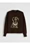 Dog Patterned Oversized Women's Knitwear Sweater - 5