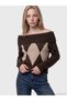 Rmz Gi̇yi̇m Farkiyla Wide Roba Collar Diamond Motif Women's Knitwear Sweater