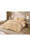 100% Cotton 55 Thread Double Duvet Cover Set with Elastic Sheets 4 Pieces Beige - 2