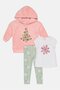 Toddlers Girl 3Pcs Sweatshirt, Top And Leggings Set, Multicolor - 2