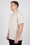 Men Crew Neck Short Sleeve Brand Logo T-Shirt, Beige - 3