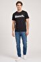 Men Crew Neck Short Sleeve Brand Logo T-Shirt, Black - 4