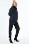 High Collar Lyocell Viscose Jacket Navy Blue - 3
