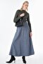 High Waist Patchwork Skirt Blue