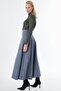 High Waist Patchwork Skirt Blue - 3