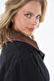 Leather Collared Trench Coat Black - 8