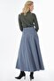 High Waist Patchwork Skirt Blue - 4