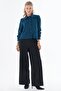 Shirt Collar Velvet Blouse Petrol - 3
