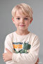 Dinosaur Printed Ecru Baby Boy Top and Bottom Set H8482A5/Er118 - 3